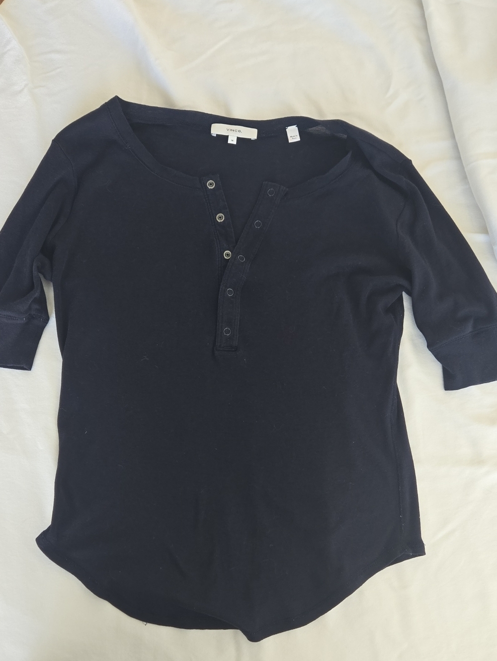 Vince Navy Short-Sleeve Henley Top